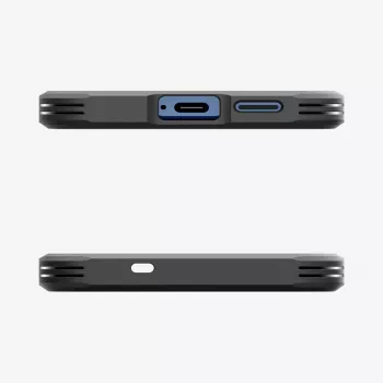 Spigen Galaxy S25 Tough Armor AI melns vāciņš ar galda statīvu