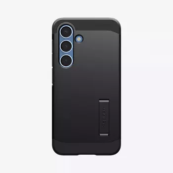 Spigen Galaxy S25 Tough Armor AI melns vāciņš ar galda statīvu