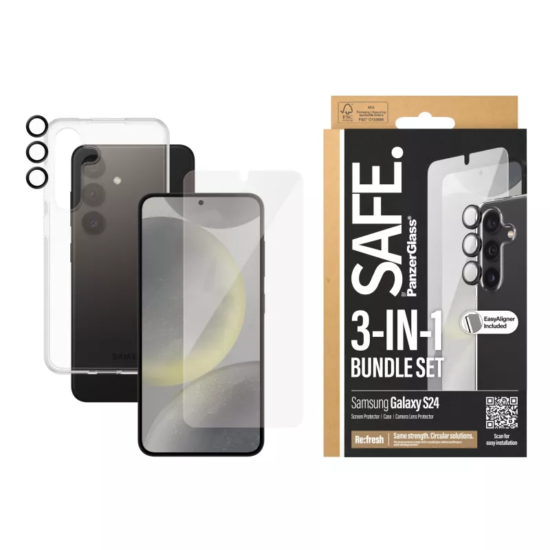 PanzerGlass SAFE. by ® 3-in-1 komplekts Samsung Galaxy S24