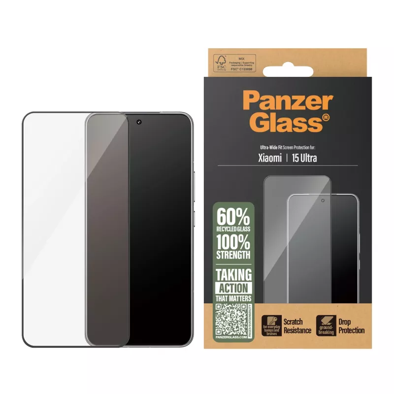 PanzerGlass ekrāna aizsargstikls Xiaomi 15 Ultra Ultra-Wide Fit pret skrāpējumiem triecienizturīgs