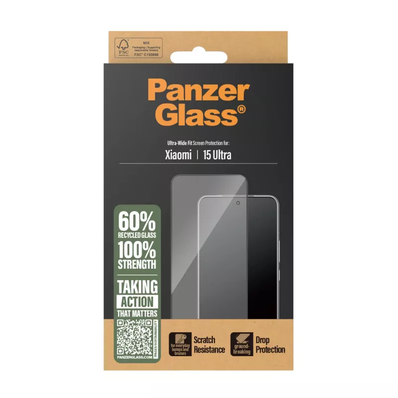 PanzerGlass ekrāna aizsargstikls Xiaomi 15 Ultra Ultra-Wide Fit pret skrāpējumiem triecienizturīgs