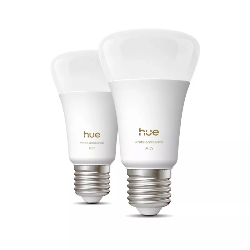 Philips A60 E27 viedā spuldze — Bluetooth/Zigbee, 6 W, 810 lm, balta, 2 gab. iepakojumā