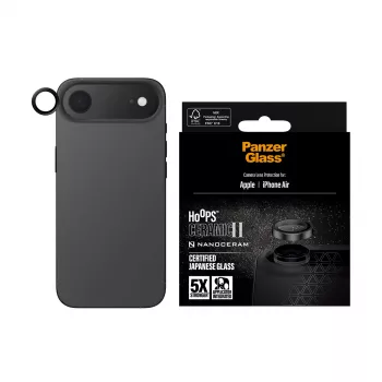 PanzerGlass Hoops Ceramic II kameras objektīva aizsargs iPhone Air – izturīgs pret skrāpējumiem un triecieniem, melns
