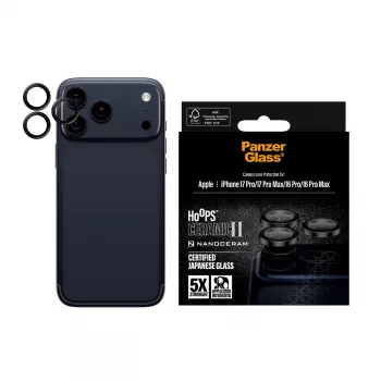 PanzerGlass ® Hoops® Ceramic II Kameras objektīva aizsargs iPhone 17 Pro | iPhone 17 Pro Max | iPhone 16 Pro | 16 Pro Max