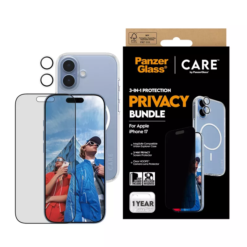 Aizsargapvalks PanzerGlass Case CARE iPhone 17 ar privātuma funkciju, 3-in-1 funkcionalitāte