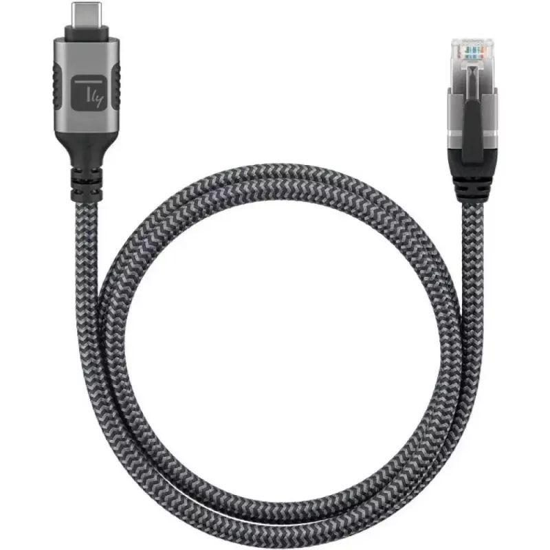 Tīkla kabelis TECHLY USB-C uz Gigabit Ethernet RJ45, Cat6, 3 m, USB 3.2 Gen 1, F/UTP, melns