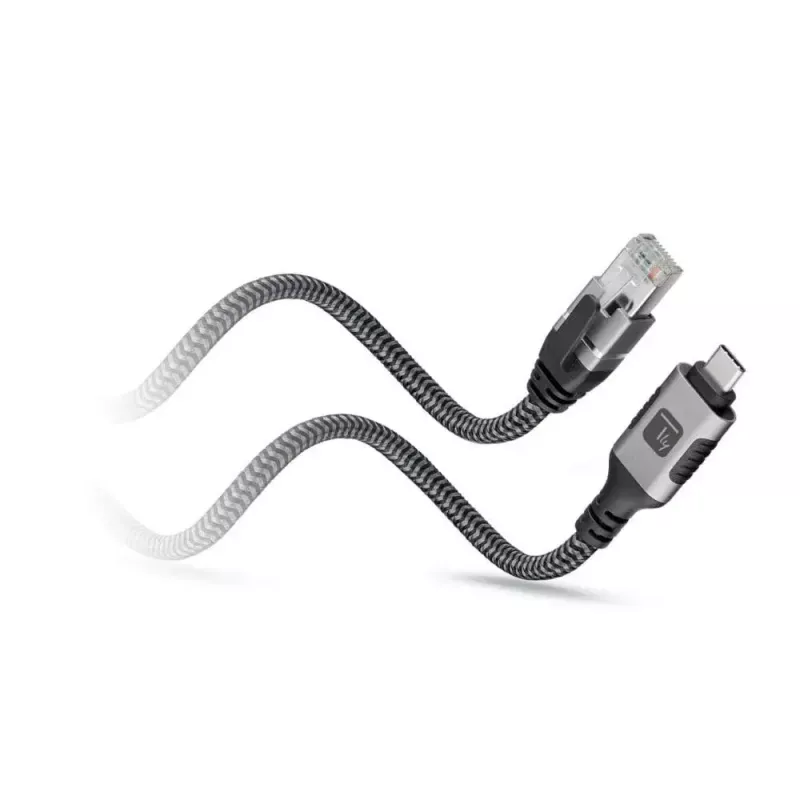 Tīkla kabelis TECHLY USB-C uz Gigabit Ethernet RJ45, Cat6, 3 m, USB 3.2 Gen 1, F/UTP, melns