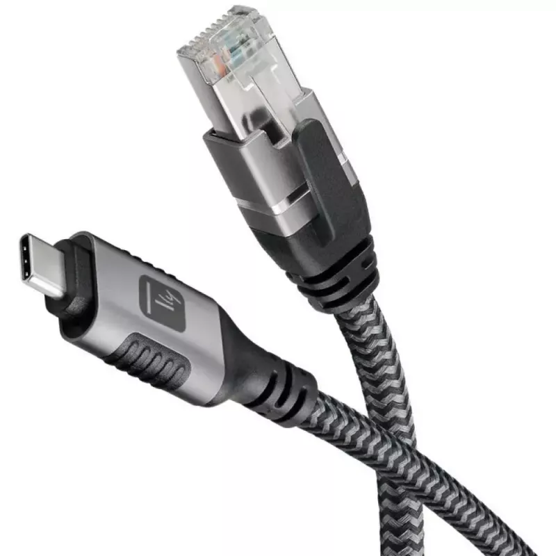 Tīkla kabelis TECHLY USB-C uz Gigabit Ethernet RJ45, Cat6, 3 m, USB 3.2 Gen 1, F/UTP, melns