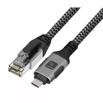 Tīkla kabelis TECHLY USB-C uz Gigabit Ethernet RJ45, Cat6, 3 m, USB 3.2 Gen 1, F/UTP, melns