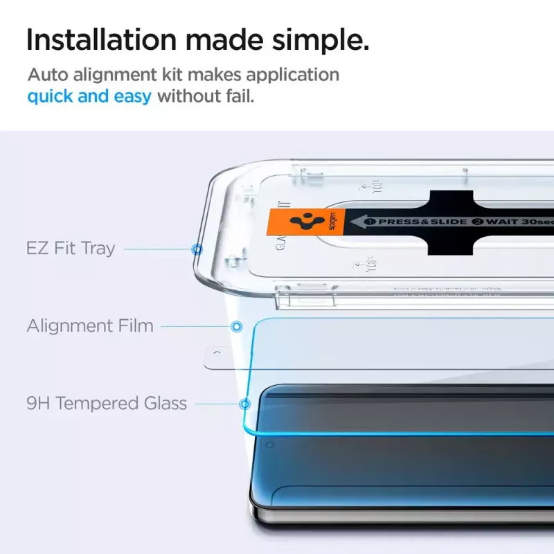 Stikla ekrāna aizsargs Spigen Galaxy S24 putekļu un skrāpējumu izturīgs
