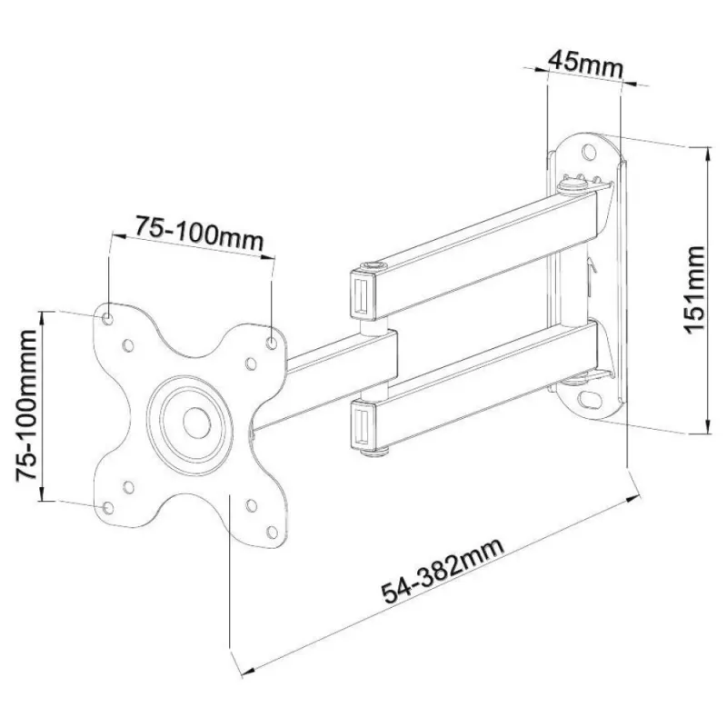 Techly sienas stiprinājums LCD LED 13-30 collu, noliecams, 2 šarnīri, melns ICA-LCD 923B