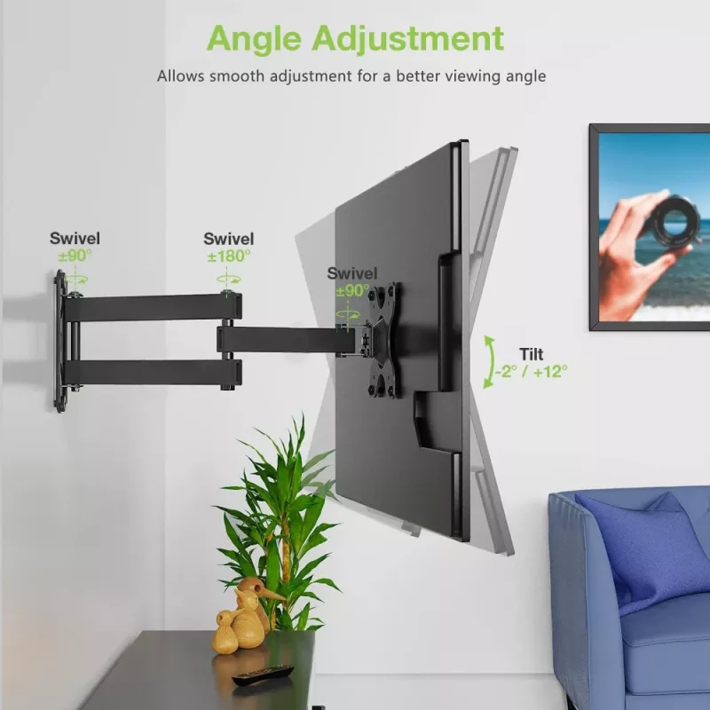 Techly sienas stiprinājums LCD LED 13-30 collu, noliecams, 2 šarnīri, melns ICA-LCD 923B