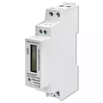 Vienfāzes elektroenerģijas skaitītājs QOLTEC 50887 1-fāze 230V LCD plāns