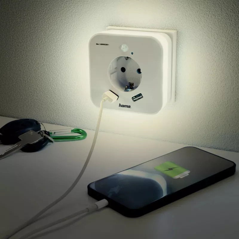 Kontaktligzdas nakts gaisma Hama 00223507 silti balta LED 3000K