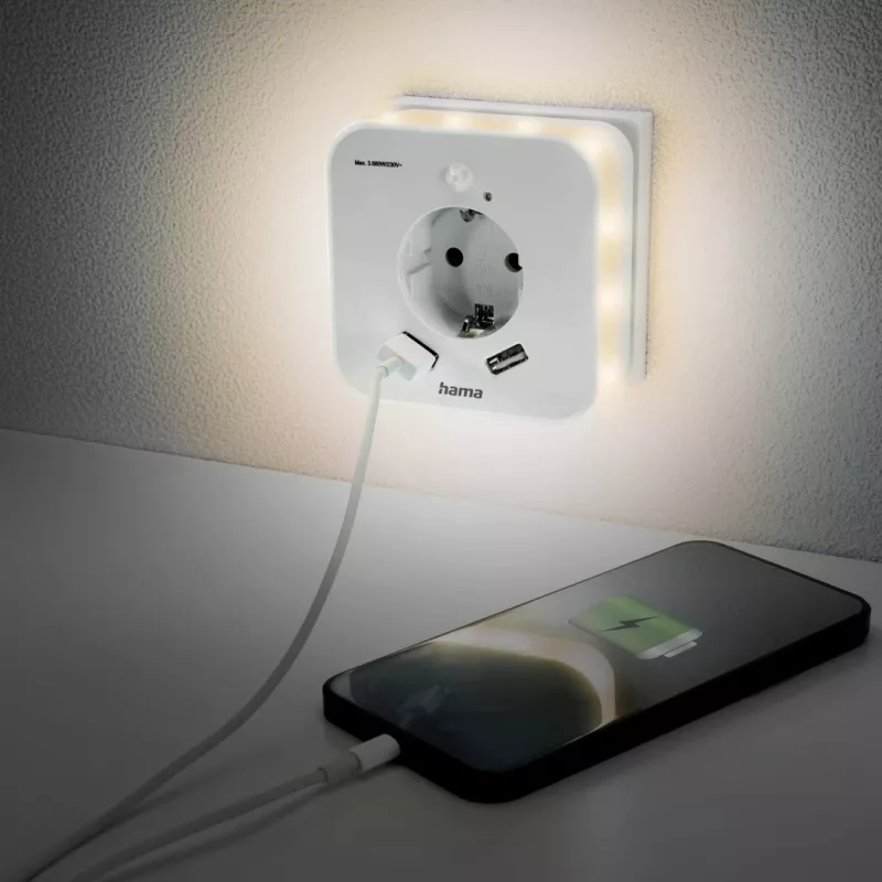 Kontaktligzdas nakts gaisma Hama 00223507 silti balta LED 3000K