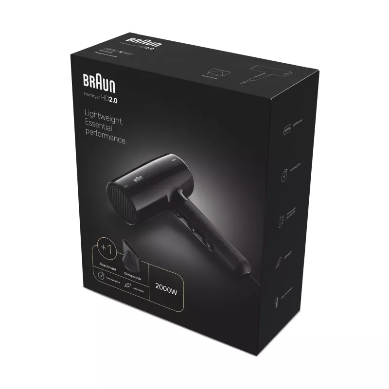 Matu žāvētājs Braun HD2.0 2000W Melns 1,95m vads