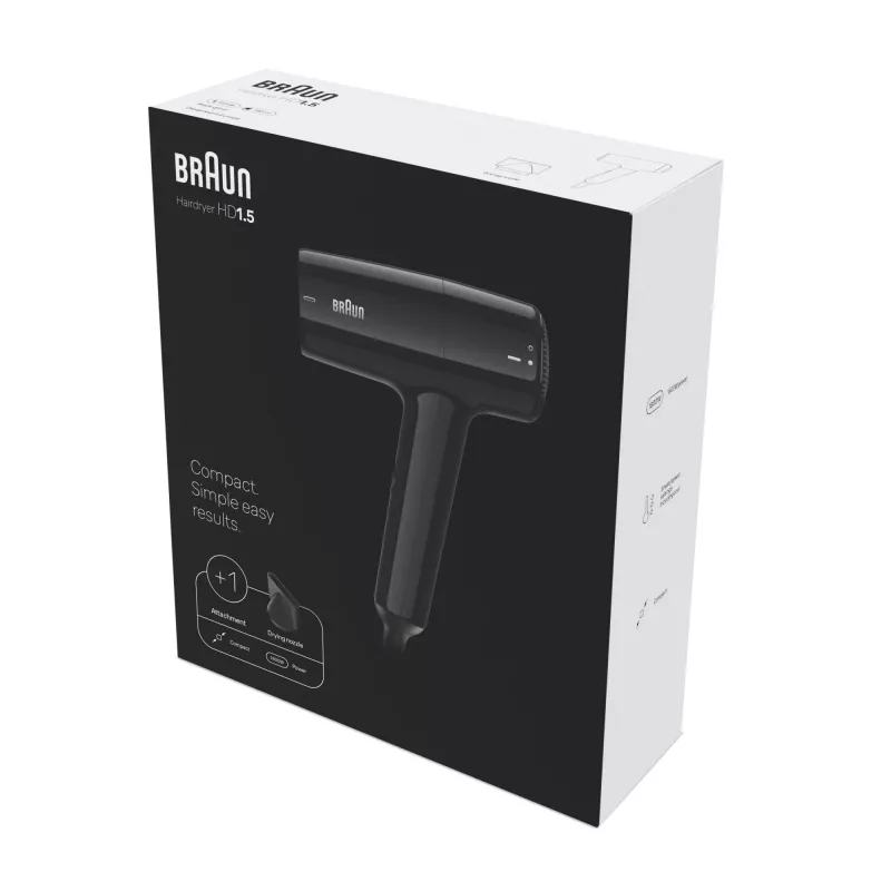 Matu žāvētājs BRAUN BRHD150E 1500W kompakts dizains, 1500 W, salokāms rokturis