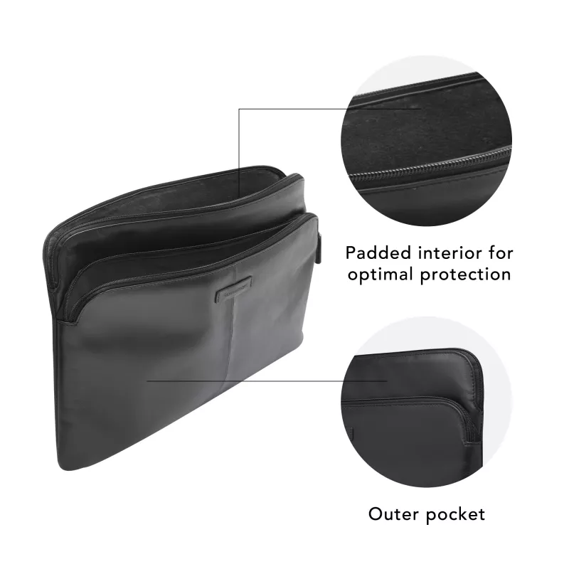 MacBook Pro 14 collu / līdz 14 collu uzmava d bramante dbramante1928 Skagen Pro+ – melna, 35,6 cm, 1 priekšējā kabata