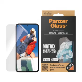 PanzerGlass ® ECO MATRIX ekrāna aizsargstikls Samsung Galaxy A55 5G | Īpaši plata piemērotība ar AlignerKit