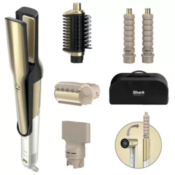 Daudzfunkcionāls matu veidošanas rīks Shark HD6051SEU Airflow — 1500 W, 120–220°C, keramika, melns/zelts, 2,44 m vads