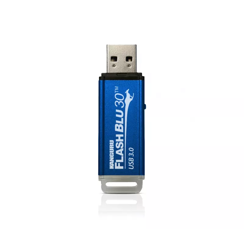 Kanguru FlashBlu30 SuperSpeed USB3.0 64 GB | Drošs zibatmiņas disks | Fizisks rakstīšanas aizsardzības slēdzis | Saderīgs ar Windows “Ready Boost”