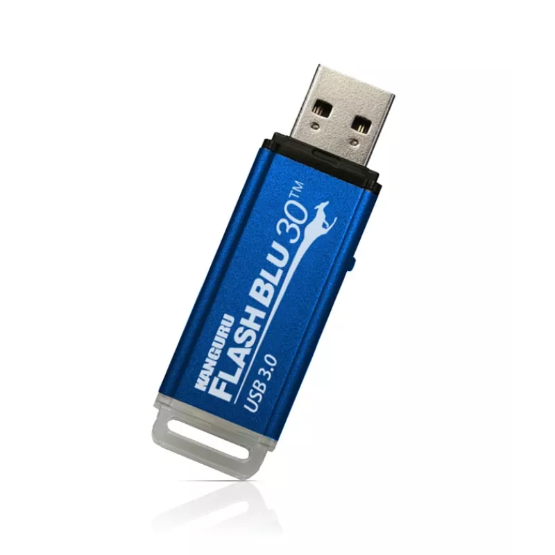 Kanguru FlashBlu30 SuperSpeed USB3.0 64 GB | Drošs zibatmiņas disks | Fizisks rakstīšanas aizsardzības slēdzis | Saderīgs ar Windows “Ready Boost”