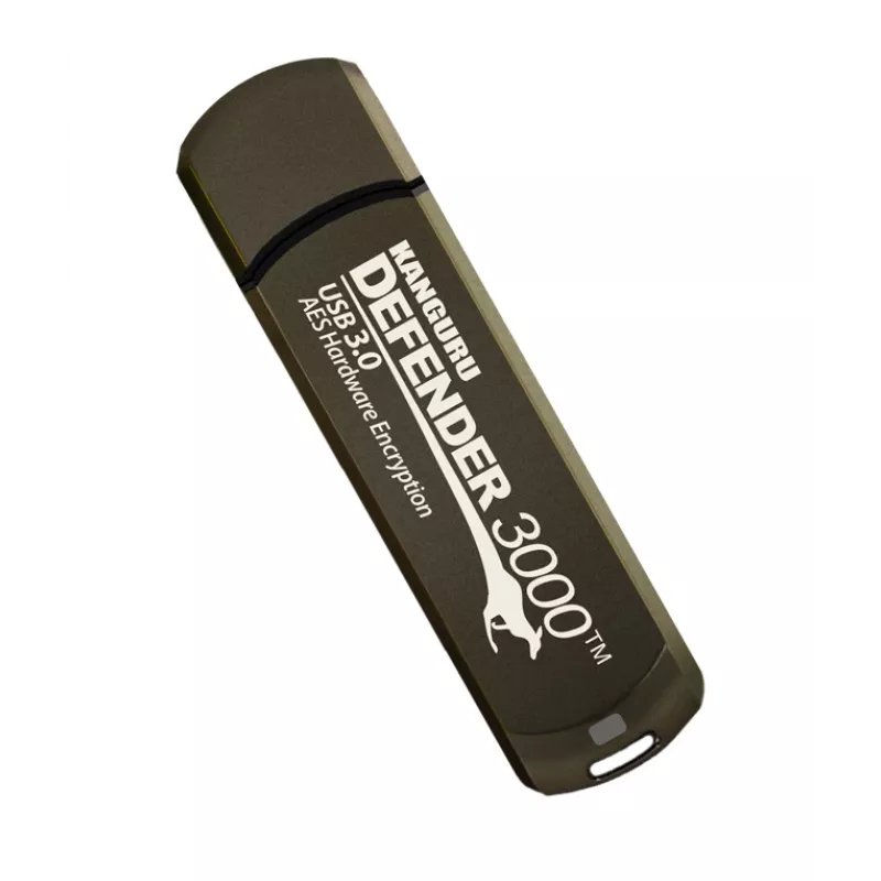iStorage Kanguru Defender 3000™ SuperSpeed USB 3.0 64 GB| Drošs zibatmiņas disks | FIPS 140-3 3. līmenis gaida apstiprinājumu, FIPS 140-2 3. līmenis sertificēts | AES-XTS 256 bitu aparatūras šifrēšana | TAA atbilstīgs|