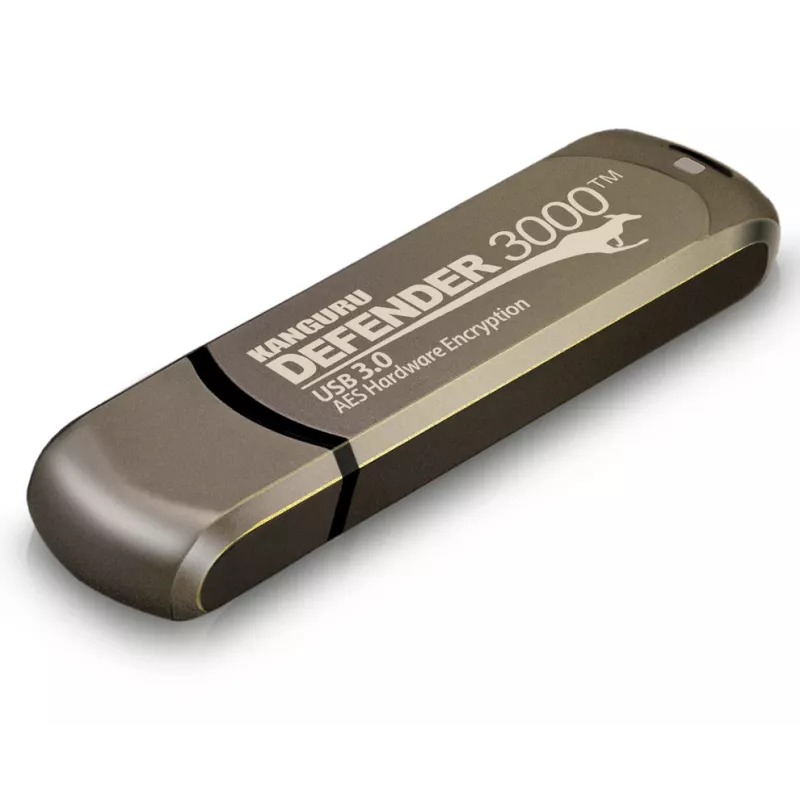 iStorage Kanguru Defender 3000™ SuperSpeed USB 3.0 64 GB| Drošs zibatmiņas disks | FIPS 140-3 3. līmenis gaida apstiprinājumu, FIPS 140-2 3. līmenis sertificēts | AES-XTS 256 bitu aparatūras šifrēšana | TAA atbilstīgs|