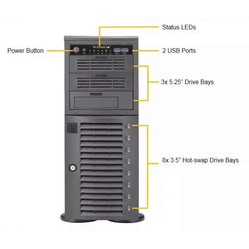Datora korpuss Supermicro SuperWorkstation 7049A-T Rack 4U Melns