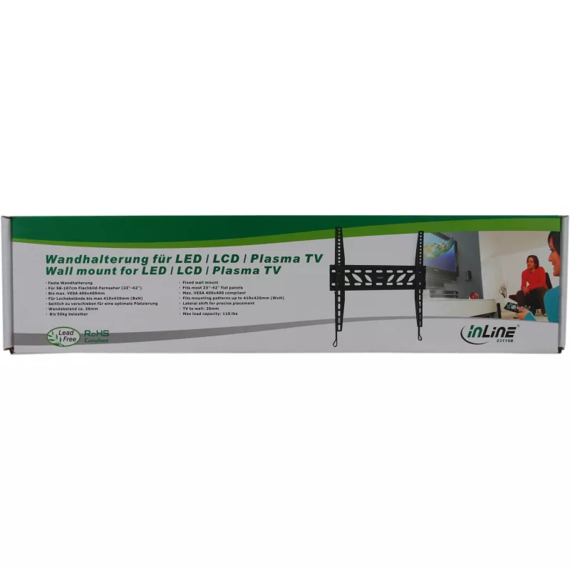 InLine sienas stiprinājums TFT / LED / plazmas ekrāniem 81-140cm 32 collas-55 collas maks. 50kg