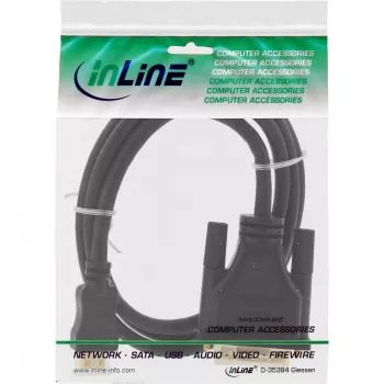 InLine Mini-HDMI–DVI kabelis, HDMI C spraudnis–DVI 18+1 spraudnis, apzeltīts, 2 m