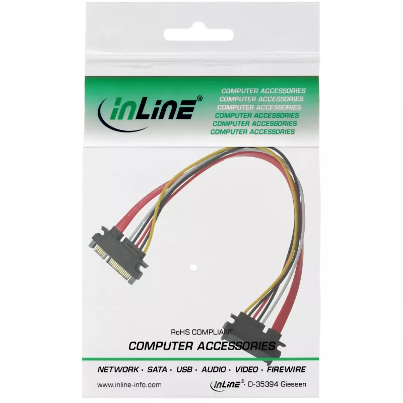 InLine SATA datu un strāvas kabelis SATA 6 Gb/s vīrišķais / sievišķais 0,50 m