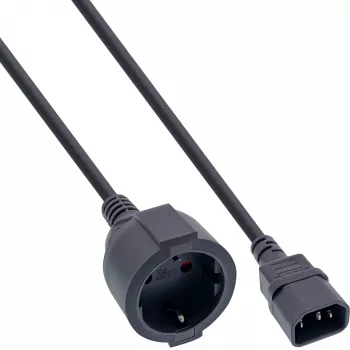 InLine strāvas kabelis, C14 uz Schutzkontakt ligzdu, melns, 3 m