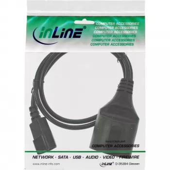 InLine strāvas kabelis, C14 uz Schutzkontakt ligzdu, melns, 3 m