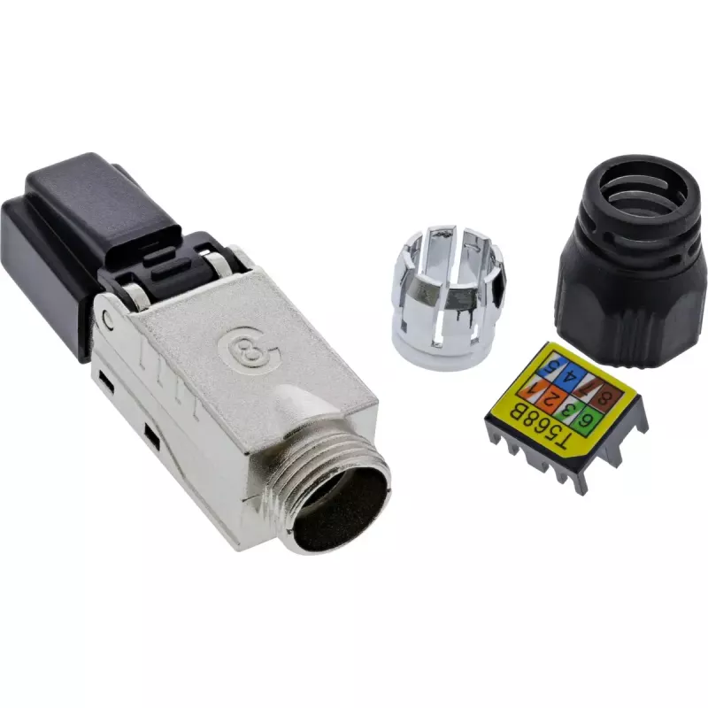InLine RJ45 spraudnis Cat.8.1 2000MHz, uzstādāms uz vietas, ekranēts, ar skrūvējamu vāciņu