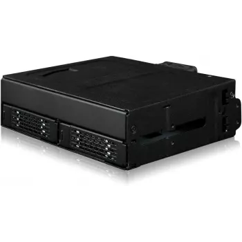 U.2 uz SlimSAS NVMe adaptera korpuss, icy dock ToughArmor MB105VP-B, PCIe 4.0, atbalsta 2x 2,5 collu diskus, 1x 5,2 collu nodalījums