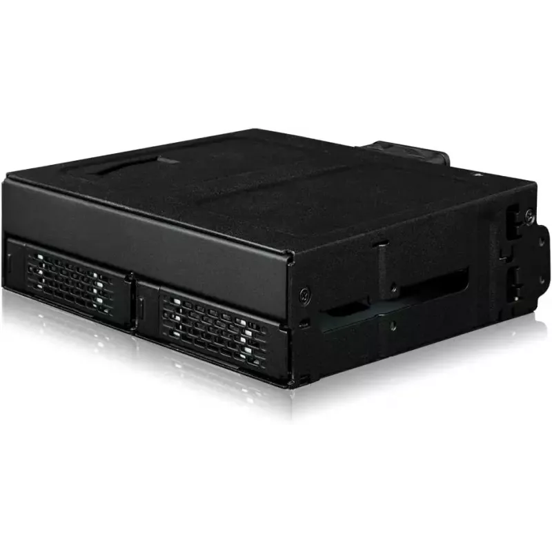 U.2 uz SlimSAS NVMe adaptera korpuss, icy dock ToughArmor MB105VP-B, PCIe 4.0, atbalsta 2x 2,5 collu diskus, 1x 5,2 collu nodalījums