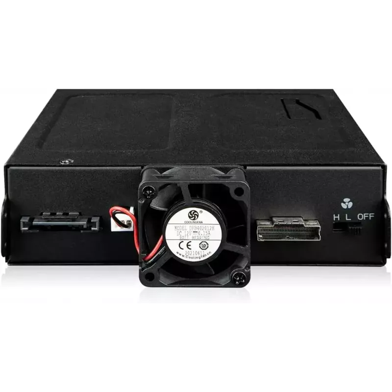 U.2 uz SlimSAS NVMe adaptera korpuss, icy dock ToughArmor MB105VP-B, PCIe 4.0, atbalsta 2x 2,5 collu diskus, 1x 5,2 collu nodalījums