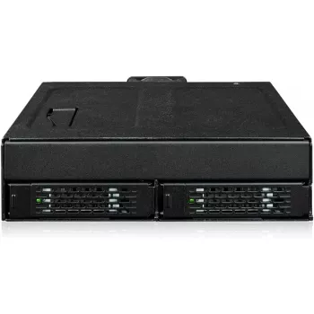 U.2 uz SlimSAS NVMe adaptera korpuss, icy dock ToughArmor MB105VP-B, PCIe 4.0, atbalsta 2x 2,5 collu diskus, 1x 5,2 collu nodalījums