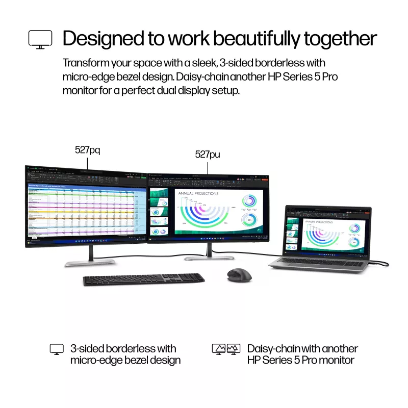 HP Series 5 Pro 27 collu QHD USB-C monitors - 527pu