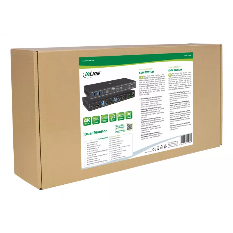 InLine 57885G KVM slēdzis, stiprināms statīvā, melns