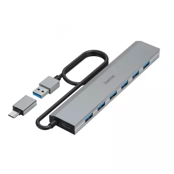 Hama 00200137 interfeisa centrmezgls USB 3.2 Gen 1 (3.1 Gen 1) Type-A + Type-C 5000 Mbit/s Antracīta krāsa