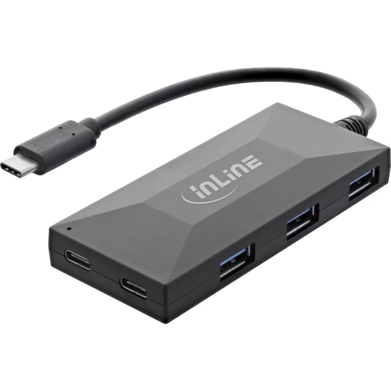 InLine USB 3.2 Gen.1 centrmezgls, USB-C uz 2 pieslēgvietām USB-C un 3 pieslēgvietām USB-A, bez barošanas bloka