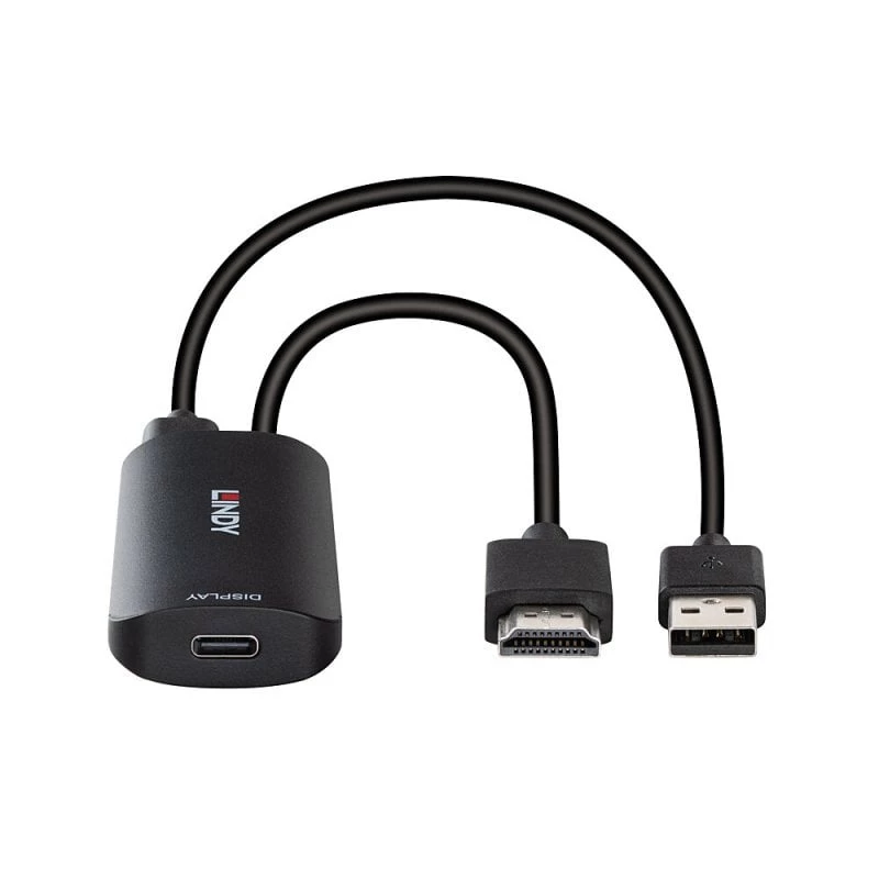 HDMI uz USB Type-C pārveidotājs Lindy 43423 ar USB strāvas ieeju, 0,2 m kabelis, HDMI + USB-C savienotāji