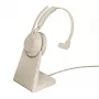Jabra Evolve2 65 USB-C UC Chrg stand Mono - Bēšs, Bezvadu, Birojs/Zvanu centrs, 20 - 20000 Hz, 99.2 g, Austiņas, Bēšs