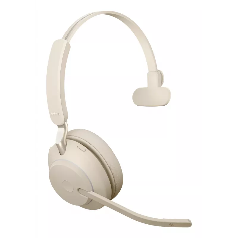 Jabra Evolve2 65 USB-C UC Chrg stand Mono - Bēšs, Bezvadu, Birojs/Zvanu centrs, 20 - 20000 Hz, 99.2 g, Austiņas, Bēšs