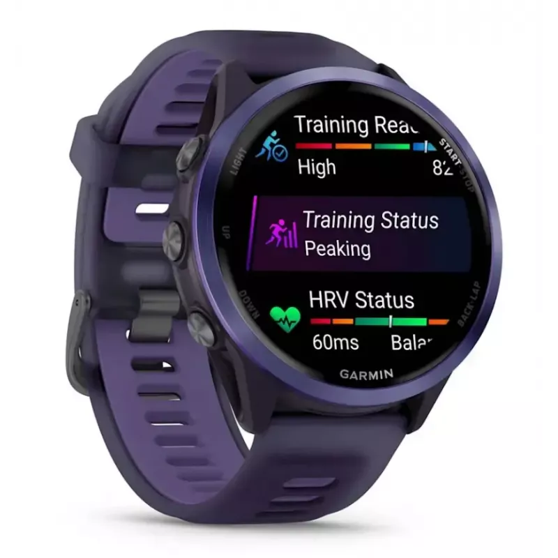 Viedpulkstenis GARMIN Forerunner 570 47 mm — 1,4 collu AMOLED 454×454, skārienekrāns, Wi‑Fi, GPS, 8 GB, violets, 50 g