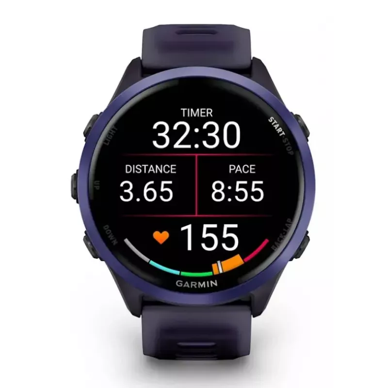 Viedpulkstenis GARMIN Forerunner 570 47 mm — 1,4 collu AMOLED 454×454, skārienekrāns, Wi‑Fi, GPS, 8 GB, violets, 50 g