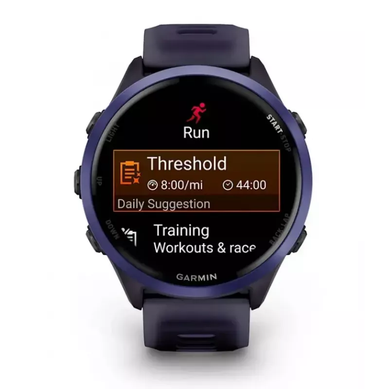 Viedpulkstenis GARMIN Forerunner 570 47 mm — 1,4 collu AMOLED 454×454, skārienekrāns, Wi‑Fi, GPS, 8 GB, violets, 50 g