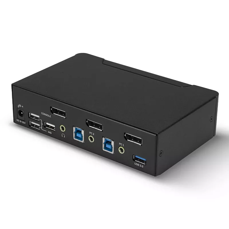 Lindy 2 Portu DisplayPort 1.4, USB 3.0 un Audio KVM slēdzis